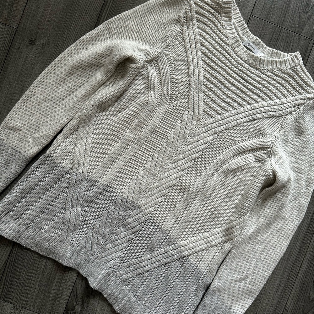 Reitmans Cream/Grey Cable Knit Sweater (US XL)